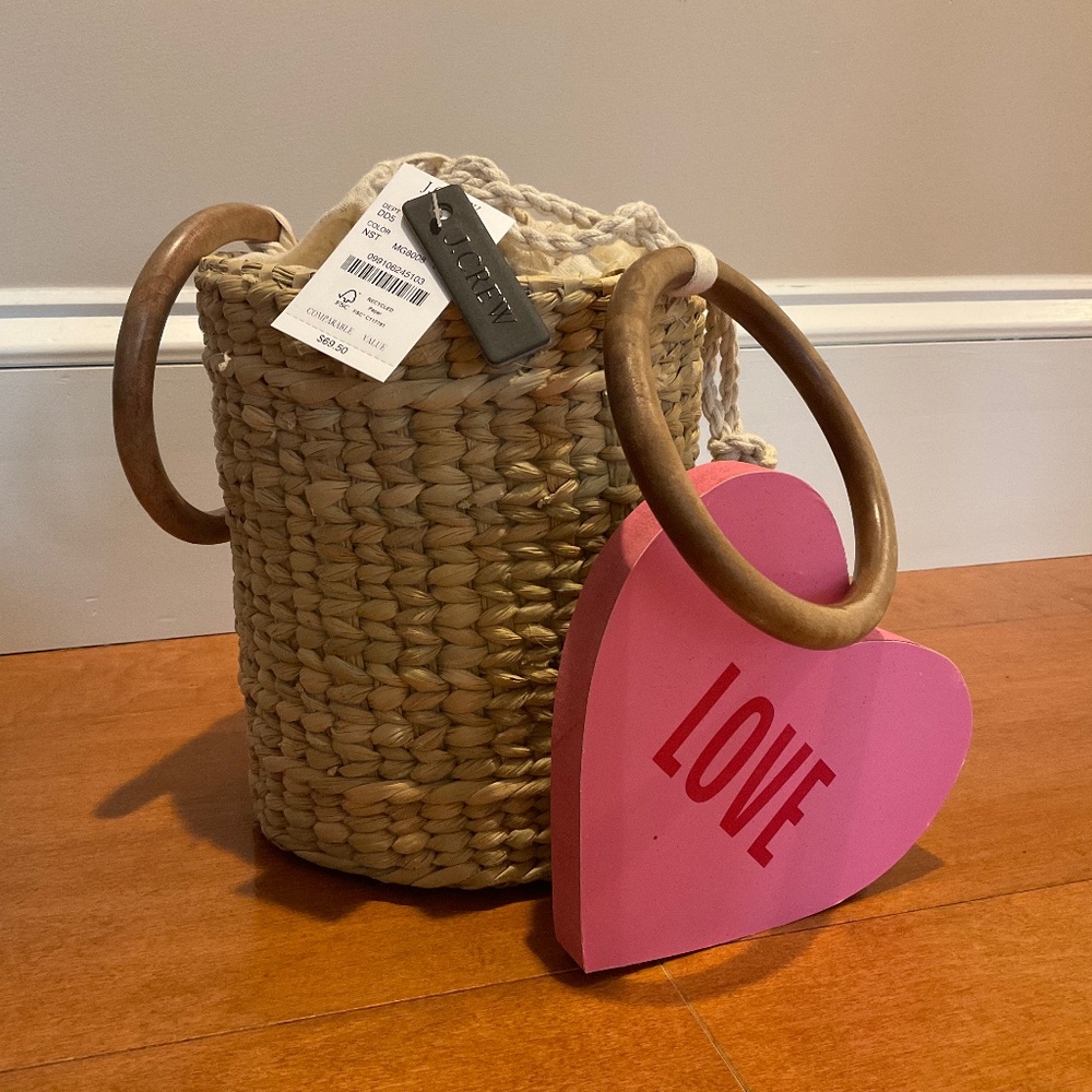 JCrew straw bucket bag